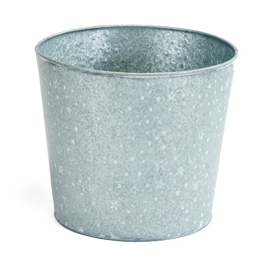 Galvanized Metal Christmas Planter Bucket with White Stars & Dots Sets